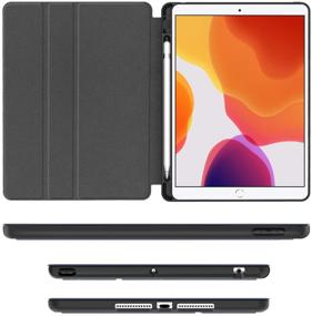 img 1 attached to 📱 Supveco iPad 10.2 Case with Pencil Holder, iPad 9th Gen 2021/iPad 8th Gen 2020/iPad 7th Gen 2019, High-Quality Shockproof Stand Folio Case in Dark Blue for Smart iPad Cover