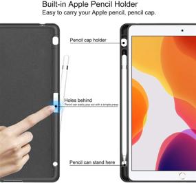 img 2 attached to 📱 Supveco iPad 10.2 Case with Pencil Holder, iPad 9th Gen 2021/iPad 8th Gen 2020/iPad 7th Gen 2019, High-Quality Shockproof Stand Folio Case in Dark Blue for Smart iPad Cover