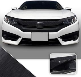 img 4 attached to Optix Front Grille Trim Chrome Delete Blackout Precut Vinyl Wrap Overlay Kit Compatible With And Fits Honda Civic 2016 2017 2018 2019 2020 - Metallic Brushed Aluminum Black