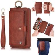 📱 aifengcase samsung galaxy note 10 phone case: stylish wallet clutch with card slots and magnetic detachable cover, brown logo