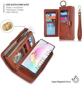 img 1 attached to 📱 AIFENGCASE Samsung Galaxy Note 10 Phone Case: Stylish Wallet Clutch with Card Slots and Magnetic Detachable Cover, Brown