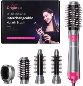 img 4 attached to Brightup Hair Dryer Brush: Volumizing Styler, Ionic Electric Blow Dryer & Curler Straightener, Detachable & Interchangeable Brush Head