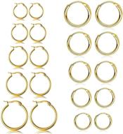 stylish and hypoallergenic: 10 pairs small stainless steel hoop earrings set for women, nickel-free and allergy-free, silver and gold, 10mm-18mm logo