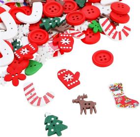 img 4 attached to 🎄 Vibrant Collection of 300 Christmas Wooden Buttons: Perfect for Handmade Crafts, Sewing Projects, and Art! Mixed Sizes and Styles.