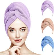 🛀 3-in-1 microfiber hair towel wrap set for women - fast drying, anti-frizz, ultra absorbent (brown/purple/blue) logo