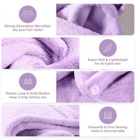 img 3 attached to 🛀 3-in-1 Microfiber Hair Towel Wrap Set for Women - Fast Drying, Anti-Frizz, Ultra Absorbent (Brown/Purple/Blue)