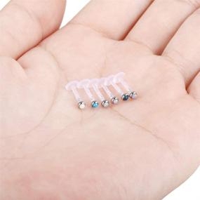 img 1 attached to 💎 6PCS Xpircn 16G Opal Bioflex Labret Monroe Lip Rings Earring Studs Piercing Jewelry