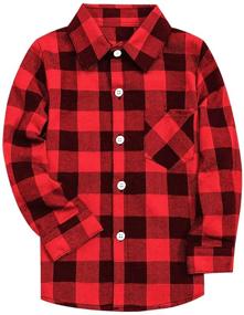 img 4 attached to Family Matching Clothes Sleeves Flannel Men's Clothing for Shirts