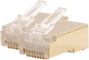 img 3 attached to 💎 Золотопокрытые разъемы RJ45 с экранированием для витой пары CAT5E/CAT6 - набор из 50 FTP/STP сетевых вилок