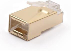 img 1 attached to 💎 Золотопокрытые разъемы RJ45 с экранированием для витой пары CAT5E/CAT6 - набор из 50 FTP/STP сетевых вилок