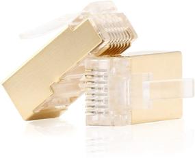 img 2 attached to 💎 Золотопокрытые разъемы RJ45 с экранированием для витой пары CAT5E/CAT6 - набор из 50 FTP/STP сетевых вилок