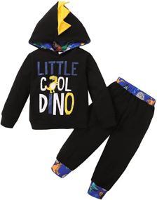 img 4 attached to Toddler Boys Dinosaur Hoodie Outfits Set: Long Sleeve Shirt Top+Pants, Ages 1-6 Years