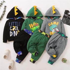 img 3 attached to Toddler Boys Dinosaur Hoodie Outfits Set: Long Sleeve Shirt Top+Pants, Ages 1-6 Years