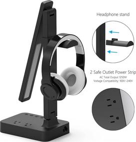 img 2 attached to 🔌 Drevet LED Desk Lamp with Headphone Stand: USB Charging, AC Power Outlet, 3 Lighting Modes, 3 Brightness Levels, 1H Timer, Memory Function, Eye-Caring Gamer's Light