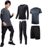 👕 terodaco boys 3/4 compression pants & shirts set - thermal baselayer for athletics logo