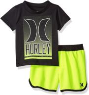 ✌️ black shark 2 piece hurley boys' clothing set logo