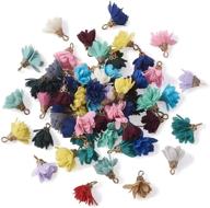 🌺 kissitty 100pcs assorted color cloth flower charms 17~18mm fabric floral petal tassel with iron caps key chain earring bracelet necklace jewelry making findings logo