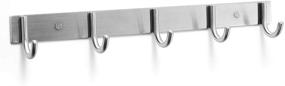 img 4 attached to 👗 Wall Mounted Towel Rack Coat Hook - Chrome, 14 inches in Satin Nickel Finish, AnBaiMei Heavy Duty Organizer with 5 Round Hooks Rail for Kitchen, Bathroom, and Bedroom