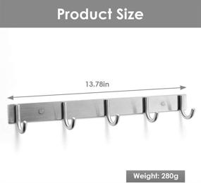 img 2 attached to 👗 Wall Mounted Towel Rack Coat Hook - Chrome, 14 inches in Satin Nickel Finish, AnBaiMei Heavy Duty Organizer with 5 Round Hooks Rail for Kitchen, Bathroom, and Bedroom