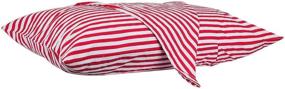 img 2 attached to 🛏️ Rockcloud 400 Thread Count 100% Cotton Standard Size Pillow Case Set - Classic Red Stripe Design, 2pc Pack