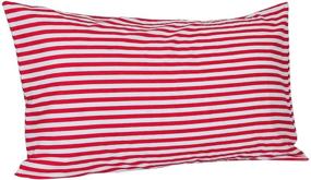 img 3 attached to 🛏️ Rockcloud 400 Thread Count 100% Cotton Standard Size Pillow Case Set - Classic Red Stripe Design, 2pc Pack