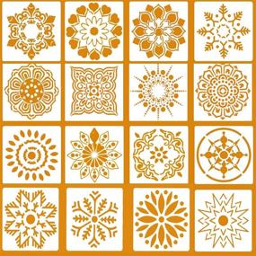 img 4 attached to 🌸 Large Mandala Stencils for Painting (11.8x11.8 Inch) - Set of 16 Reusable Stencils for Wood Floors, Flower Craft Projects & More