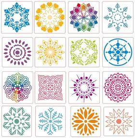 img 3 attached to 🌸 Large Mandala Stencils for Painting (11.8x11.8 Inch) - Set of 16 Reusable Stencils for Wood Floors, Flower Craft Projects & More