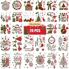 img 3 attached to Transform Your Christmas Crafts with Lorvain 28 PCS Reusable Christmas Painting Stencil Set - Perfect Templates for Santa, Christmas Tree, Snowflakes, and Bells Art DIY Drawing (Hollow Design Included)