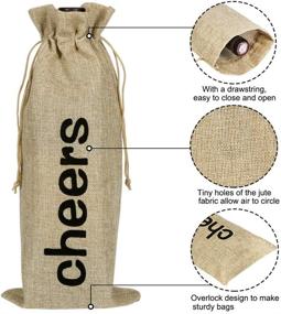 img 2 attached to 🍷 Jute Wine Bags, 12pcs Hessian Cheers Wine Bottle Gift Bags with Drawstring - Perfect for Blind Wine Tasting (Brown, 14 x 6 1/4 inches)