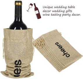 img 1 attached to 🍷 Jute Wine Bags, 12pcs Hessian Cheers Wine Bottle Gift Bags with Drawstring - Perfect for Blind Wine Tasting (Brown, 14 x 6 1/4 inches)