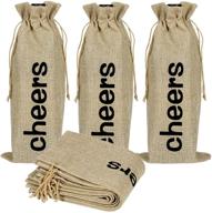 🍷 jute wine bags, 12pcs hessian cheers wine bottle gift bags with drawstring - perfect for blind wine tasting (brown, 14 x 6 1/4 inches) логотип