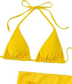 img 2 attached to 👙 MakeMeChic Women's 3-Pack Triangle Bikini Swimsuit & Beach Skirt: Unbeatable Style Combo for Beach Lovers