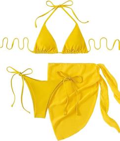 img 3 attached to 👙 MakeMeChic Women's 3-Pack Triangle Bikini Swimsuit & Beach Skirt: Unbeatable Style Combo for Beach Lovers