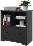 🗄️ black wood file cabinet: spacious big drawer, mobile lateral filing cabinet for home office storage and organization logo