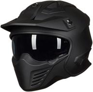 ilm open face motorcycle half helmet dot approved 🏍️ for moped atv cruiser scooter - matte black, size l logo