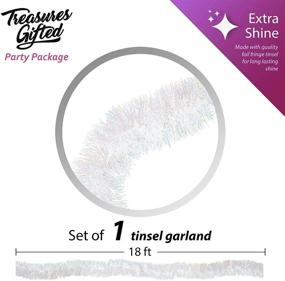 img 3 attached to 🌈 Iridescent White Tinsel Garland for Christmas Tree - 18ft Metallic Streamers for Unicorn and Winter Wonderland Party Decorations, Happy New Year Ceiling Hanging
