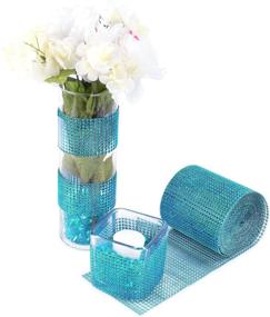 img 1 attached to Super Z Outlet Turquoise Rhinestone Diamond Style Mesh Ribbon Roll (4.75&#34; x 10 Yards | 24 Row | 1 Roll)