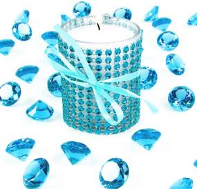 img 2 attached to Super Z Outlet Turquoise Rhinestone Diamond Style Mesh Ribbon Roll (4.75&#34; x 10 Yards | 24 Row | 1 Roll)