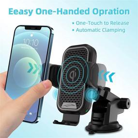 img 3 attached to Orikgher 15w Wireless Car Charger - Qi Fast Charging, Auto-Clamping, Power Off Release, Smart 🔌 Cooling Fan - Dashboard & Air Vent Mount - Compatible with iPhone, Samsung, Huawei, LG, Google Pixel