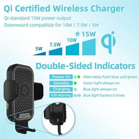 img 2 attached to Orikgher 15w Wireless Car Charger - Qi Fast Charging, Auto-Clamping, Power Off Release, Smart 🔌 Cooling Fan - Dashboard & Air Vent Mount - Compatible with iPhone, Samsung, Huawei, LG, Google Pixel