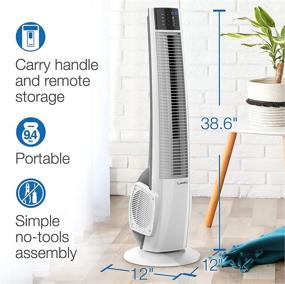 img 1 attached to 🌬️ Lasko T38400 Electric Oscillating Hybrid Tower Fan - Timer & Remote Control for Indoor Use in Bedroom, Home Office - 38 Inch, White/Black