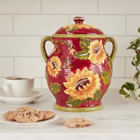 img 1 attached to 🌻 Certified International Sunset Sunflower Biscuit Jar - Multicolored, One Size: A Stunning Addition to your Kitchen