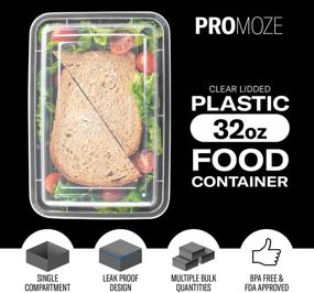 img 3 attached to 🍱 Premium Quality 50-Pack Meal Prep Plastic Microwavable Food Containers with Lids - 32oz Black Rectangular Reusable Storage Lunch Boxes - BPA-Free, Freezer Dishwasher Safe - Ideal for Meal Prepping