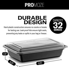 img 2 attached to 🍱 Premium Quality 50-Pack Meal Prep Plastic Microwavable Food Containers with Lids - 32oz Black Rectangular Reusable Storage Lunch Boxes - BPA-Free, Freezer Dishwasher Safe - Ideal for Meal Prepping