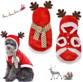 img 4 attached to 🐶 Sebaoyu Christmas Dog Clothes Hoodie: Winter Warm Chihuahua Yorkie Outfit with Flanne Antlers Scarf - Small Medium Large Breed Pet Puppy Sweater, Cat Hooded Clothing Costume Coat