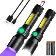 🔦 rechargeable black light uv flashlight - 3in1 led tactical flashlight with super bright uv black light & redlight, 1200lumen 7modes, zoomable, waterproof pocket flashlight for pet stains detection and camping logo