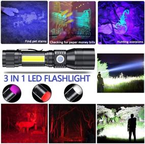 img 3 attached to 🔦 Rechargeable Black Light UV Flashlight - 3in1 LED Tactical Flashlight with Super Bright UV Black Light & Redlight, 1200Lumen 7Modes, Zoomable, Waterproof Pocket Flashlight for Pet Stains Detection and Camping