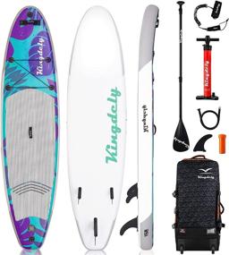 img 4 attached to 🏄 Kingdely Inflatable Stand Up Paddle Board Kit - Complete with SUP Accessories & Portable Carry Bag, Non-Slip Deck, Leash, Paddle and Pump - Ideal Standing Boat for Youth & Adult Adventures