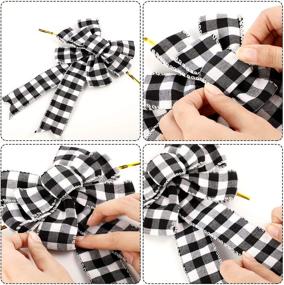 img 2 attached to Versatile 6-Count Buffalo Plaid Bow: Perfect for Halloween, Thanksgiving, Christmas - 10 Inch Fall Bow Ideal for DIY Crafts & Tree Decor (Black and White)