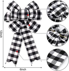 img 3 attached to Versatile 6-Count Buffalo Plaid Bow: Perfect for Halloween, Thanksgiving, Christmas - 10 Inch Fall Bow Ideal for DIY Crafts & Tree Decor (Black and White)